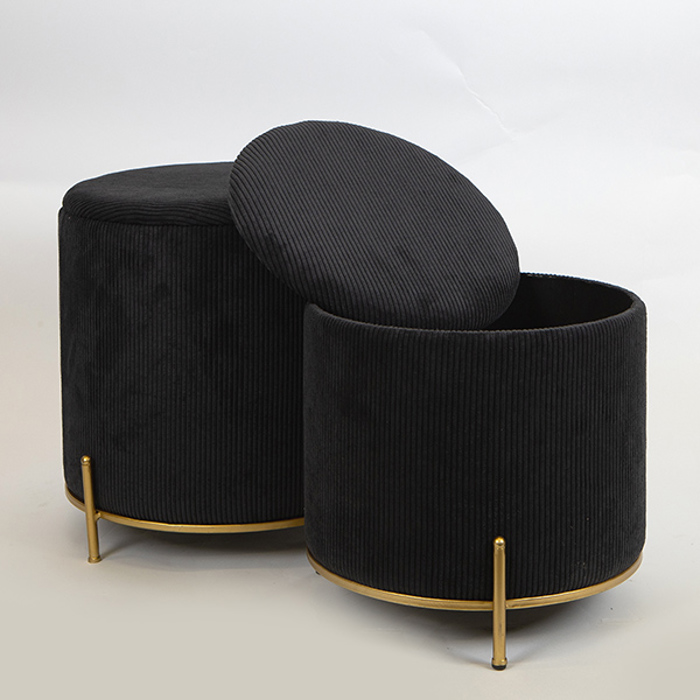 ESTHETI home Set ton 2 Skampo Kotle Beloudino Mavro me Metallika Podia Xrusa F42x44cm/F35x37cm 750-14024